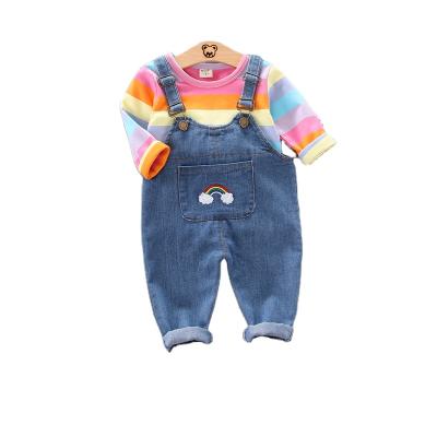 China Bboutique Casual Children's Clothing Baby Sweater Kids Suspender Jeans Coloring Sets for sale