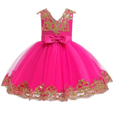 China Breathable Kids Pretty Princess Dresses Party Infant Flower Girl Mesh Bow Skirt Kids Sequin Dresses for sale