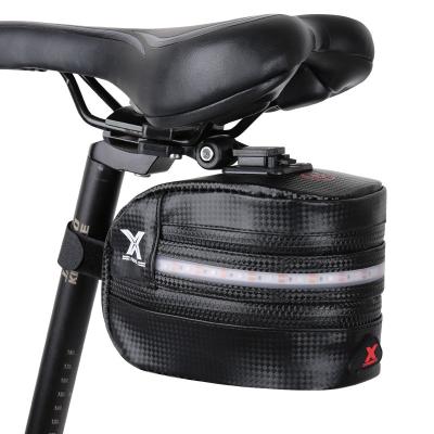 China Polyester Polyester Bicycle Saddle Rear Seat Storage Bag With Pannier Tail Light MTB Road Bike Lightweight Waterproof Tail Reusing Accessories for sale