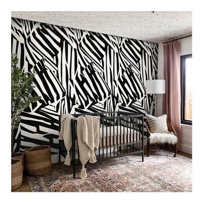 China Wall mural Art Painting Studio Custom Wallpaper of black and white zebra for modern home decor for sale