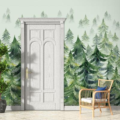 China 2022 Olimei 3d wall painting effect mural pine pattern wallpaper roll modern non-woven paper wall decoration for sale