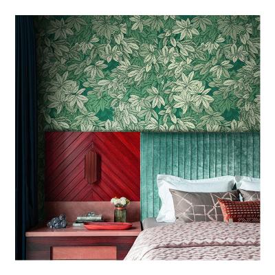 China New Design Style Green Leaf Modern Fresh Background Living Room Bedroom Decoration Mural Home Wallpaper for sale