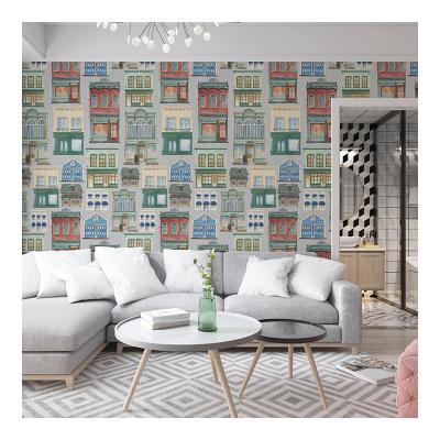 China Modern retro literary style murals dreamy city fairy tale innocence decoration children's room wallpaper for sale