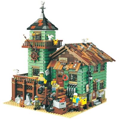 China DIY TOY Fisherman's Hut City Street View Building Set Enlightenment Building Block Model Picture Double for sale