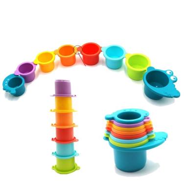 China Factory Outlet Eco-friendly Material Early Childhood Educational Bathing Water Toys Crocodile Stacked Cups for sale