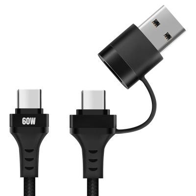 China 2021 New Arrival Type Mobile Phone Custom 2 C in 1 Fast Braided Cable USB Laptop Charger Mobile Phone Charger Cable For Samsung and Android for sale