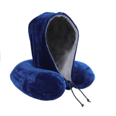 China Anti-static Professional Design 4R Memory Foam Relax Flexible Travel U Shape Hoody Neck Pillow for sale