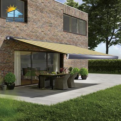 China Deluxe Electric Garden Patio Cassette Motorized Retractable Motorized Awning for sale