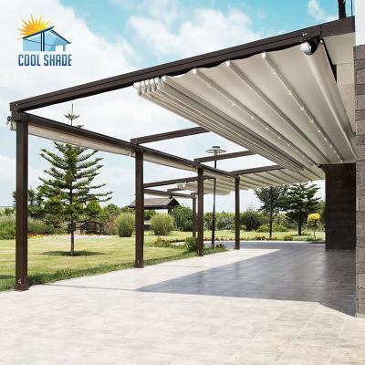 China Bioclimatic Retractable Electric Roof Easily Assembled Business Outdoor Waterproof Automatic Folding Tent Pergola System Kit for sale