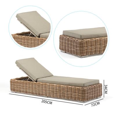 China Modern/Minimalist Chaise Lounger Furniture Pool Side Outdoor Rattan Aluminum Arm Sun Lounger for sale