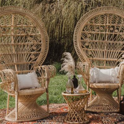 China Outdoor Natural Handmade Garden Victorian Wicker Style Indonesia Rattan Sofa Peacock Chair For Living Room for sale