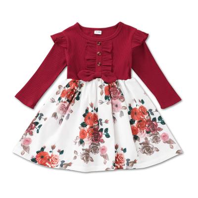 China 2021 New Anti-wrinkle princess children's dress European and American printed overalls autumn long sleeve baby dress for sale