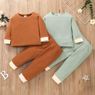 China Children Boy Casual Fashions Autumn and Winter Pajamas Children Clothes Sleeve Pull O Neck Long 2 Piece Baby Set Clothes for sale