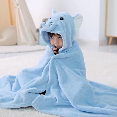 China Viable Coral Velvet Children's Cartoon Bathrobe Cuddle Covers Baby Cape Bath Towel for sale