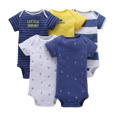 China Cozy Baby Newborn Infant Jumpsuit Clothes Romper Boy Cotton Short Sleeve 5 Piece Suit Baby Rompers for sale