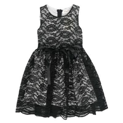 China 2021 Breathable Black Sleeveless Kids Girls Lace Up Sleeveless Dress for sale