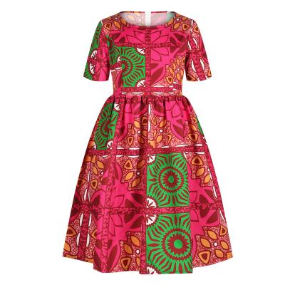 China 7-12Years Breathable Kids Girls Summer Dress Short Sleeve Floral A-Line Dress for sale