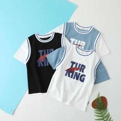 China 2021 Summer New Breathable Sports Basketball Clothes Big Children's Top Boys T-shirt O-neck Casual Short Sleeve Children's Wear for sale