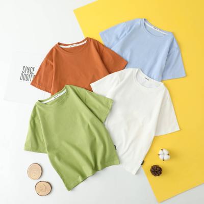 China Summer Children's O-Neck Top Push-Up Children's Short Sleeve Cotton Boy's Half Sleeve Girl's Shirt Breathable New Wear for sale