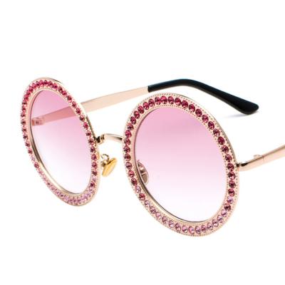 China UV400 Protection Diamond Round Sunglasses 2020 New Brand Women Crystal Sun Glasses Luxury Ladies Bling Colorful Sunglasses for sale