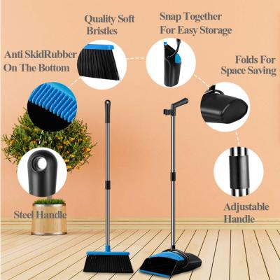 China Floor Cleaning Windproof Broom And Dustpan Set Adjustable Length, Dust Resistant Pan And Broom, Super Broom for sale