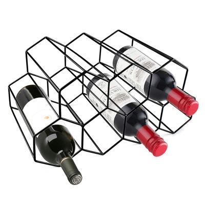 China Honeycomb Galvanized Wine Stocked Rack, Bar Cart With Wine Rack Metal Wine Rack Wine Table Rack for sale