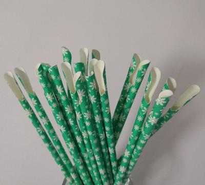 China Green Paper Smoothie Straw White Snow Spoon Paper Disposable Straw For Bubble Tea for sale