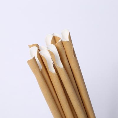 China Traditional Single Color 8x250mm Straw Spoon Paper Biodegradable Straight Straws Kraft Paper for sale