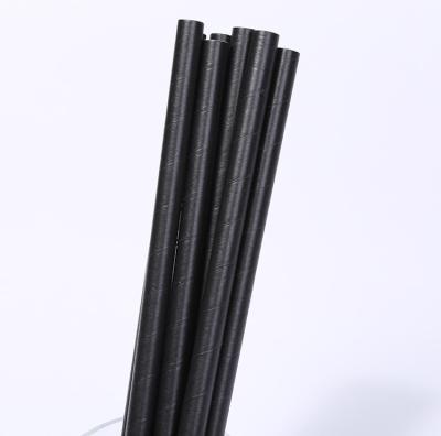 China Traditional 6mm Eco-friendly 4 Layer Soy Ink Printed Black Drinking Hard Solid Black Scoop Paper Straw for sale