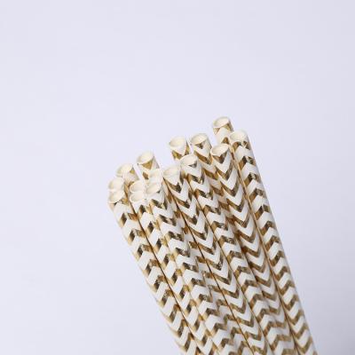 China Eco-friendly Traditional 6mm Drinking Sturdy Paper Straw Thick 4 Layer Wave Gold Stamping for sale