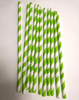 China New Traditional Innovation 6mm Green White Striped Bendable Paper Straw Sustainable for sale