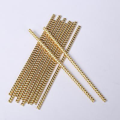 China 6mm Traditional Bar Gold Wave Accessory Gold Foil Stamping Paper Straws for sale