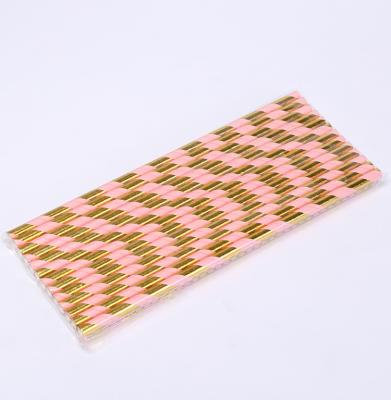 China Eco-friendly Regular Shiny Rose Gold Opp Paper Drinking Straws Bag For Birthday Party for sale