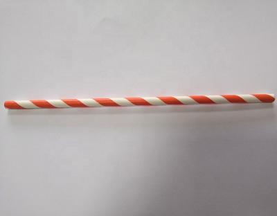 China Disposable 6x197mm Rush Delivery Biodegradable Orange White Stripe Paper Straws for sale