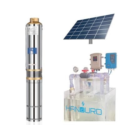 China Irrigation 48v 750w 6m3/h 56m 4inch 1hp DC Solar Submersible Pump Solar Water Pumps For Irrigation for sale