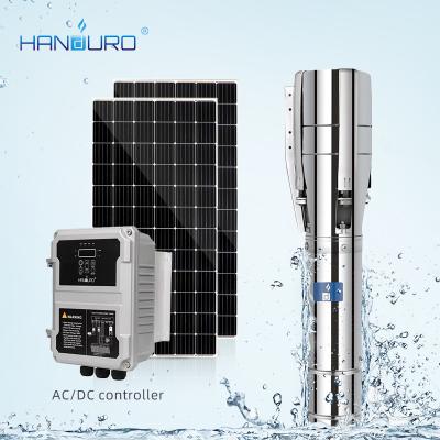 China 220V 1500W 30m3/h 31M High Efficiency 4/6inch ac/dc 3inch submersible deep well 2hp solar borehole water pump outlet for sale