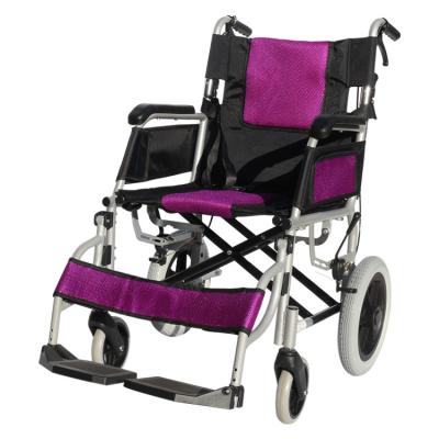 China Purple Aluminum Alloy Boosted Manual Outdoor Wheelchair 6 Inches Front Wheel for sale