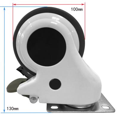 China China Factory 4 Inch Flat Free Medical Equipment Hospital Bed Caster Wheels With Brake for sale