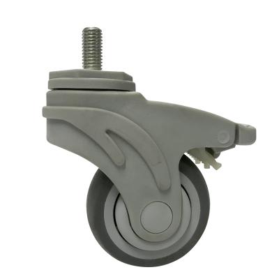 China Injection Flat Free ABS Nylon Swivel Casters Wheels Axle Caster Wheels With Brake Ploy for sale