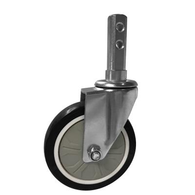 China 5 Inch TPR Flat Free Stem Galvanized Material Caster Wheel for Kitchen Ware Work Table Cabinet and Sink, Food Equipment Machine Caste for sale