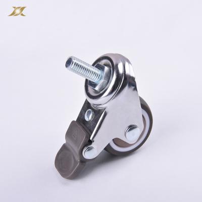 China Flat Free Screw Plated Casters Rotating Brake Casters 1.5 Inch Office Chair Casters for sale