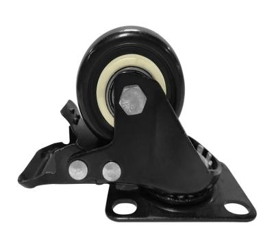 China 2 Inch Flat Free Electrophoresis Black Fixed Industrial PVC Furniture Caster Wheel for sale