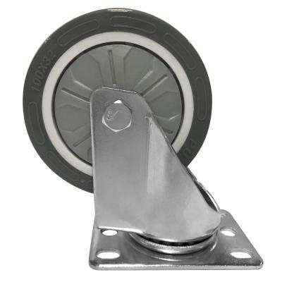 China 4 Inch TPR Flat Free Galvanized Swivel Caster Material Wheel for Kitchen Ware Work Table Cabinet and Sink, Food Equipment Machine Caste for sale