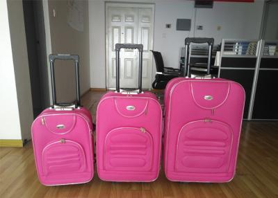 China Pink Eva Trolley Luggage 3 Pieces Set With 8 Transparent Wheels AZO Certification for sale