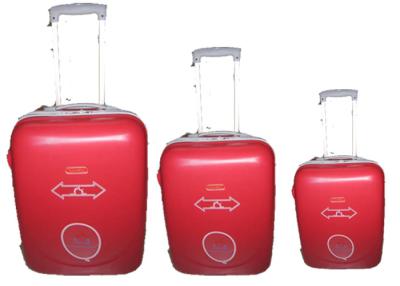 China Carry On Red Two Wheel Carry On Luggage Set Of 3 Plastic Handle Framed for sale