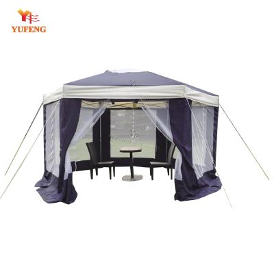 China 2*2*2m hexagonal POLY metal gazebo with wall for sale