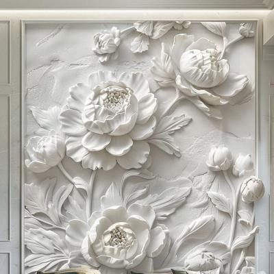 China Realistic Flowers Large Size Hand-crafted Wall Relief for Indoor Wall Decor Pack Strong Wooden Crate for sale