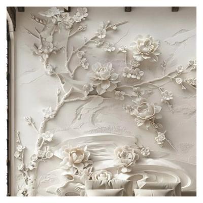 China Hand Carved Natural Stone Marble Wall Art Realistic Flower Relief for Anniversary Occasion in Strong Wooden Crate Pack for sale