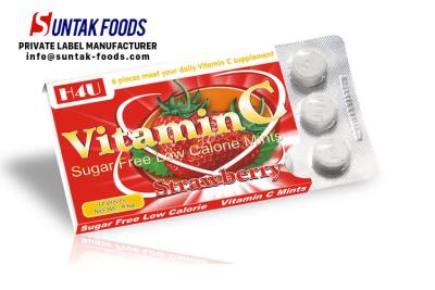 China Functional Chewable Vitamin C Candy Tablets , Sugar Free Confectionery Strawberry Sweets for sale