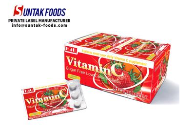 China Functional Chewable Vitamin C Tablets , Sugar Free Confectionery Strawberry Sweets for sale